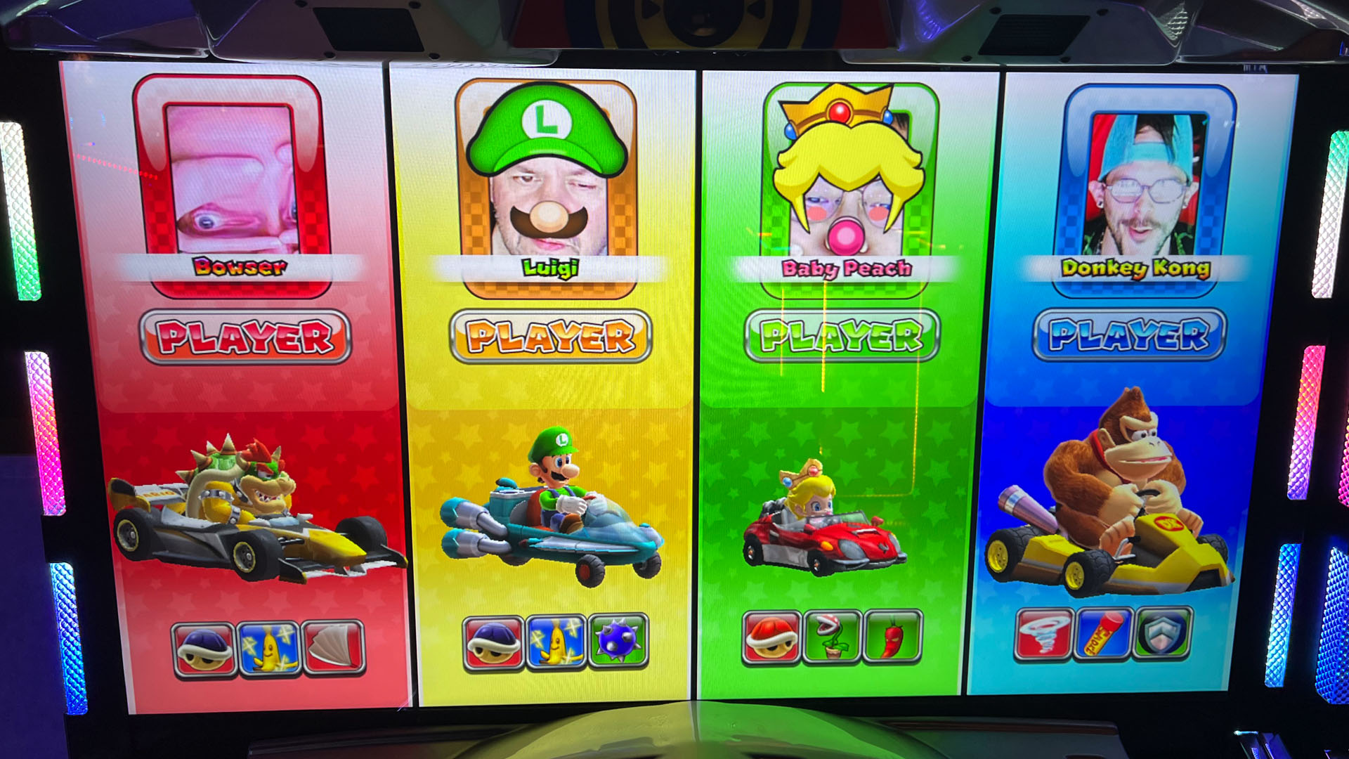 Players screen on Mario Kart pre race