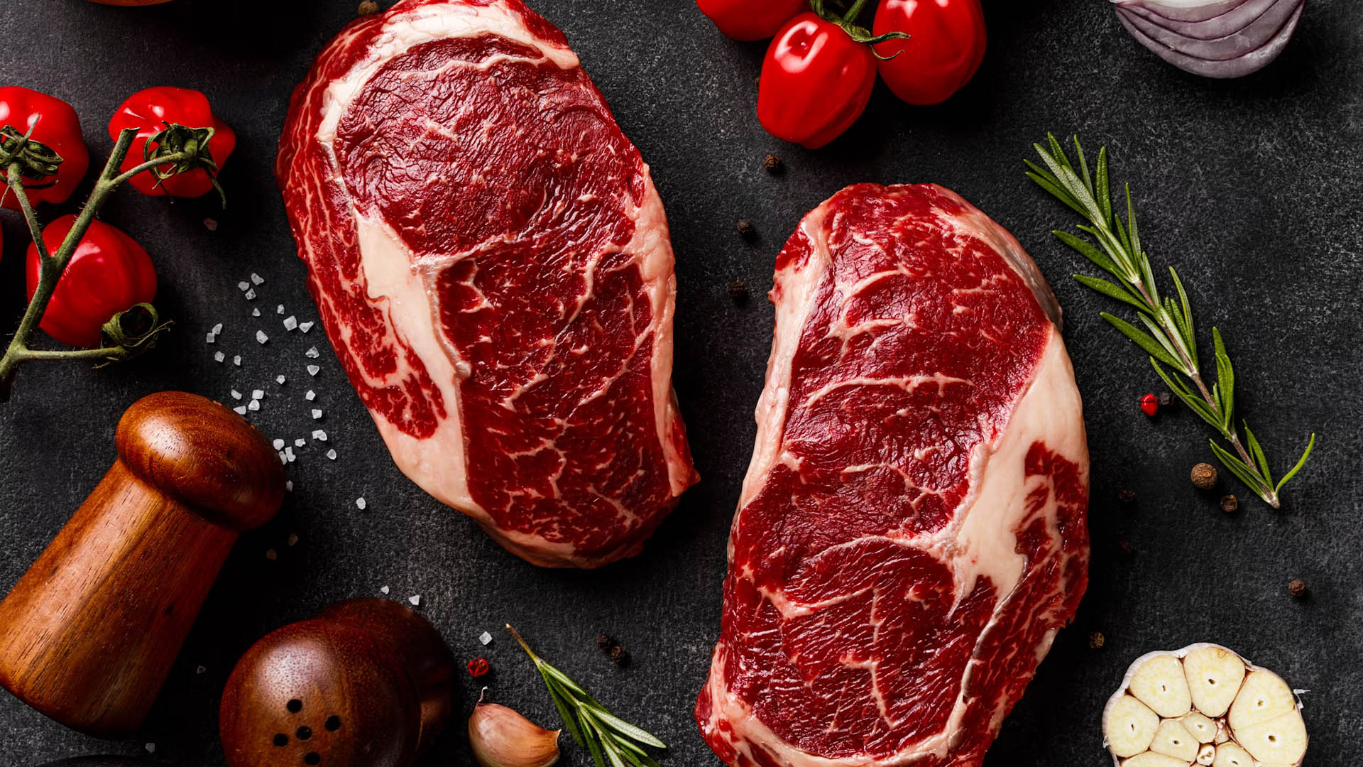 Meat and ingredients on a counter