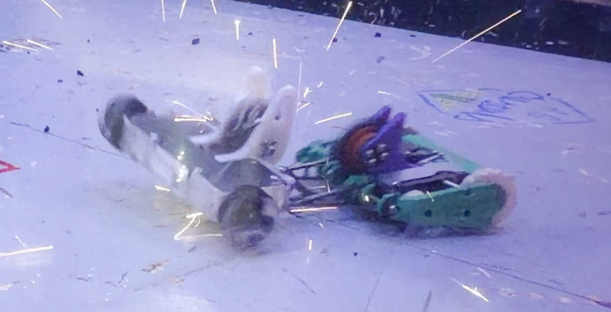Two robots in combat